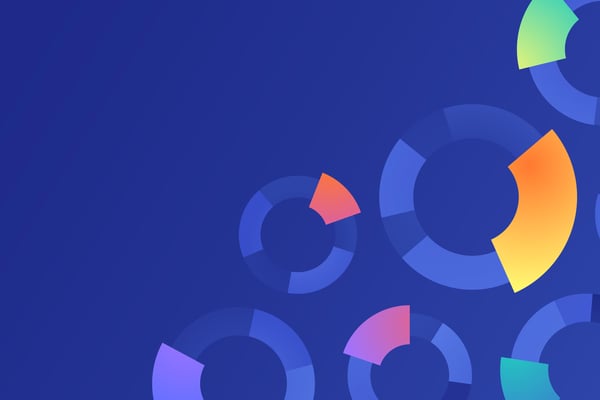 Technology data analytics statistics pie chart abstract blue background